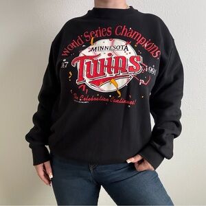 Vintage 1991 Minnesota Twins World Series Champions Black Pullover Sweatshirt